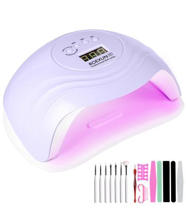 Roexun UV LED lamp for nails 168W nail dryer for gel nail polish portable USB charging function auto sensor hardening lamp with 4 timer settings nail tools for fingernail and toenail