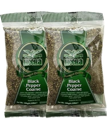 Heera Black Pepper Coarse | 100G | Crushed | Cracked Black Peppercorns | Spice Seasoning Dressing Coarse | Ground Black Pepper | Indian Origin (Pack of 2) - Buy Online on SooperMarket.com