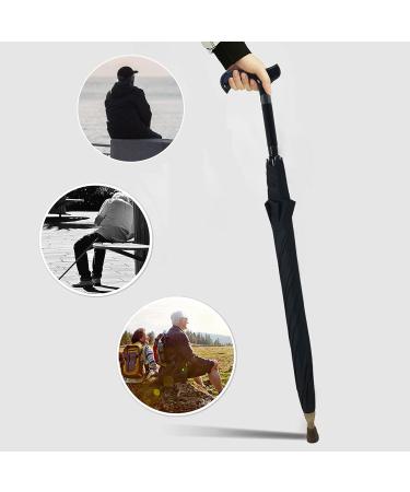 Walking Stick Umbrella 2-in-1 Multifunction Crutch Umbrella with Non-Skid Foot Self Protection Cane Umbrella for Men and Women Gift Black - Buy Online on SooperMarket.com