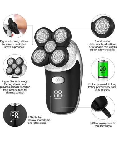 5 in 1 Electric Shaver - USB Rechargeable Floating Heads Nose & Ear Hair Trimmer Men s Facial Cleaning Brush - Buy Online on SooperMarket.com