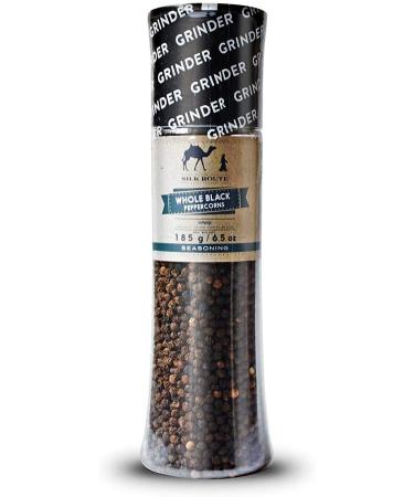 Silk Route Spice Company Giant Whole Black Pepper Grinder 185g - 6.04oz Black Peppercorns