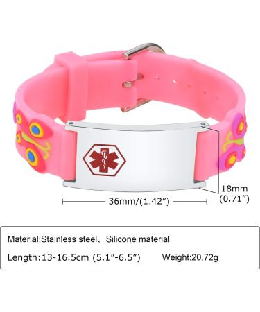 XUANPAI Personalized Safety Wristband Bracelet for Kids - Waterproof Cartoon Style Child ID Bracelet in Pink - Emergency Contact & Medical Info - Boys Girls Teens - Buy Online on SooperMarket.com