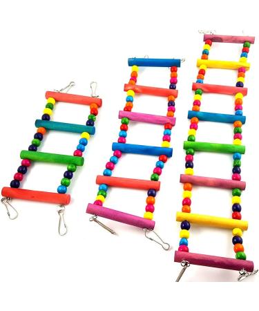 Ladder Bird Toys for Parrots and Small Pets - Wooden Cage Swing & Perch Trainning Toy with 10 Ladders - Buy Online on SooperMarket.com