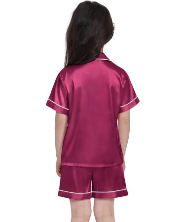 SWOMOG Kids Silk Pyjamas - Short Sleeve Satin PJs Set for Boys & Girls | Button-Down Silky Nightwear for Children & Teens (Ages 4-16) - Grapefruit | 8-9 Years - Buy Online on SooperMarket.com