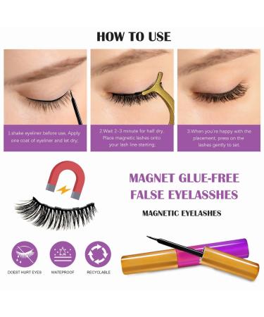 Magnetic Eyelashes with Eyeliner Kit - 5 Reusable Natural Looking Lashes - No Glue Needed - Buy Online on SooperMarket.com