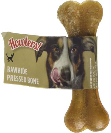 HOWLERS 10cm Pack of 20 Natural Pressed Dog Bone For Dogs | Dog Chews Long Lasting Natural Rawhide Bones | Dog Chew Great With Natural Ingredients 1 count (Pack of 20)
