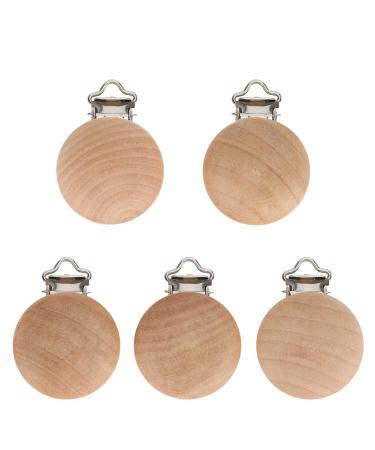 Cikonielf 5pcs 3cm pacifier clips made of wood braces baby pacifier clips pacifier belt holder dummy nipple holder diy pacifier chain accessories for the teeth