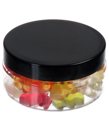 Pohli 100 ml PET jar transparent flat with plastic lid black 50 pieces