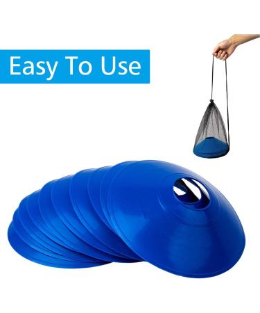 10pcs Pro Disc Cones with Carry Bag - Agility Training Cones for Soccer, Football, Basketball & More | Blue&Red Thickened Version 24g - Buy Online on SooperMarket.com