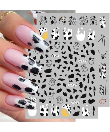 Cartoon Nail Art Stickers - 7 Sheets 3D Self-Adhesive Decals for Women and Girls - Holographic Cow, Butterfly, Leopard Print Designs - Nail Art Supplies - Buy Online on SooperMarket.com
