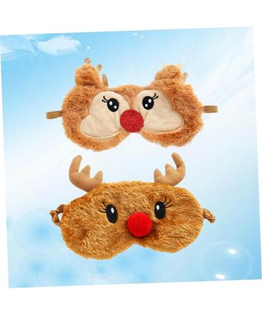 NOLITOY Christmas Deer Eye Mask - 2pcs Plush Blackout Sleep Masks | Furry Animal Eye Shades for Travel & Relaxation - Buy Online on SooperMarket.com