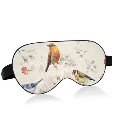 Haskirky Light Blocking Eye Mask Breathable and Adjustable Adult Men and Women Travel on Business Trips Yoga Meditation Light Smooth Comfortable Eye Mask Office Deep Sleep Goodies Cartoon Birds