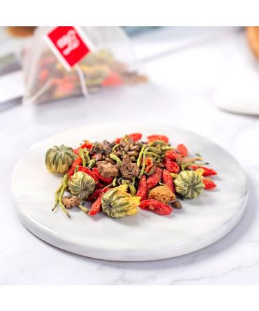 Chrysanthemum Cassia Seeds Tea Bags (160g) - Honeysuckle, Chinese Wolf-berry, Osmanthus, Burdock Root Floral Tea Blend - 20 Bags - Buy Online on SooperMarket.com