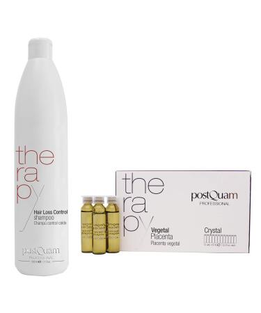 PostQuam - Hair Loss Treatment Pack | Contains 12 ampoules Placenta Vegetal 9 ml + Anti-Hair Loss Shampoo 500 ml