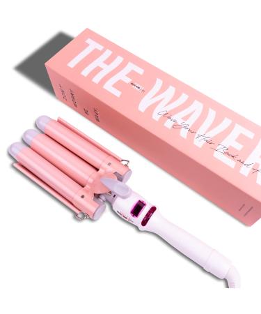 INH Beach Waver Curling Iron | Hair Waver 3 Barrel Ceramic Curler Wand, Digital Temperature Control, Rotating Cord, Thick and Long Hair - 25mm | Insert Name Here Waver