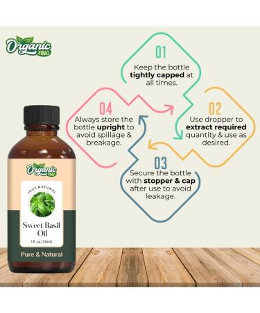 Organic Zing Sweet Basil (Ocimum basilicum) Oil Pure & Natural for Skin Face Hair Care Aromatherapy Diffuser Conditioner - 30ml/1.01fl oz - Buy Online on SooperMarket.com