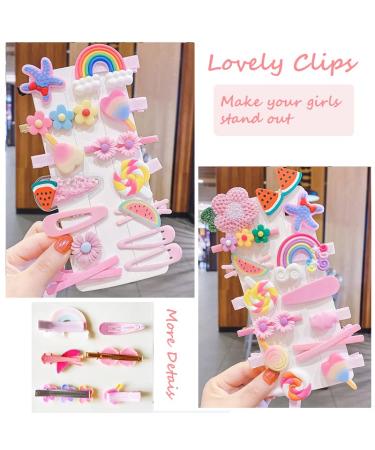 28 Colorful Sweet Hair Clips for Girls | Fashionable Floral & Fruit Hair Accessories | Cute Animal & Dessert Styles | Non-Slip Metal Buttons - Buy Online on SooperMarket.com