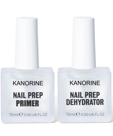 Nail Primer & Dehydrator Set 15mlx2 Acid Free Natural Nail Prep Dehydrate & Bond Primer Kit Acrylic Nail Supplies Primer Nail Tech Must Haves Set Nail Primer& Dehydrator 15ml