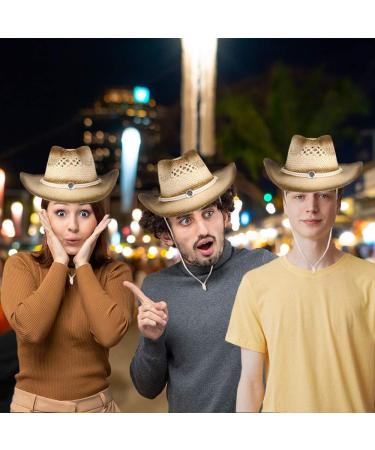 ArtCreativity Straw Cowboy Hat for Teens and Adults - Cowboy Costume Hat with Chinstrap and Sunburst Pendant - Perfect for Dress Up Parties and Concerts - Buy Online on SooperMarket.com