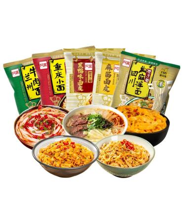Alley noodles Lanzhou ramen noodles Sichuan chili and hemp noodles Chongqing noodles spicy substitute supper noodles Hot and Sour Rice Noodles (Mix and match 5 flavors 20 bag)