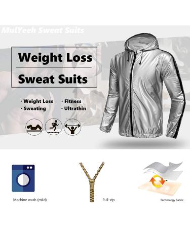 MulYeeh Heavy Duty Full-Zip Sauna Suit for Weight Loss - Silver X-Large - Buy Online on SooperMarket.com