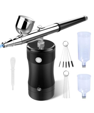 COSSCCI 30 PSI Airbrush Kit  Portable Mini Air Brush Spray Gun with Compressor Kit Makeup Tool Air Brush Painting Kits for Cake Decorating Makeup Art Nail Model Painting Tattoo Manicure (Black)