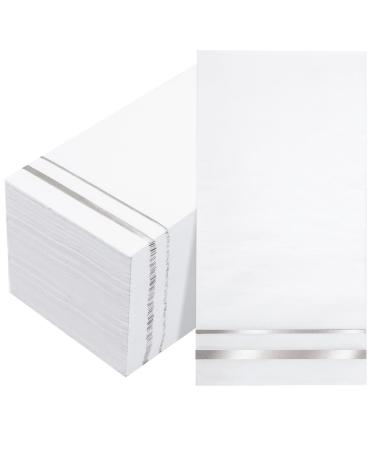 BUCLA 100-Count 3-Ply disposable Napkins - Silver Paper Napkins Disposable Premium Quality - Dinner Napkins Disposable Soft Absorbent for Kitchen Parties Weddings Cocktail Beverage or Events