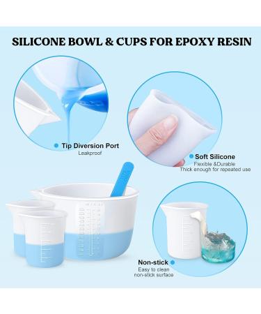 LET'S RESIN Silicone Measuring Cups Set - 600ml & 100ml | Resin Supplies for Epoxy Resin Mixing | Easy to Clean & Durable | Silicone Stir Sticks Included - Buy Online on SooperMarket.com