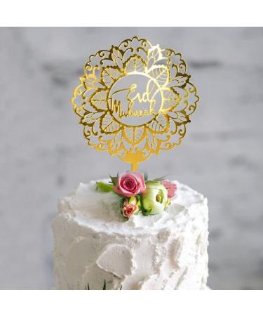 Eid Mubarak Cake Toppers Golden Ramadan Cake Topper Acrylic Moon Cake Topper for Islamic Muslim Festival Decorations - Buy Online on SooperMarket.com