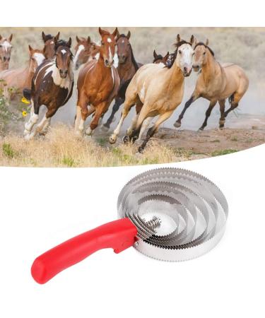 Weikeya Horse Itching Brush Metal Livestock Brush Curry Shedding Comb with Soft Hand Grip for Large Six Stainless Steel Ringed