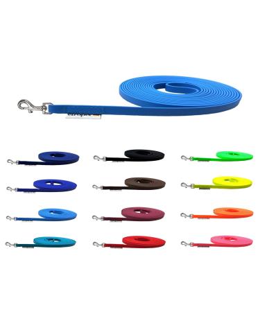 Drag line biothane dog leash small dogs 9mm 3m / 10m / 15m dog leash Bothane (1.30m without hand loop light blue) 1.30 m without hand loop light blue