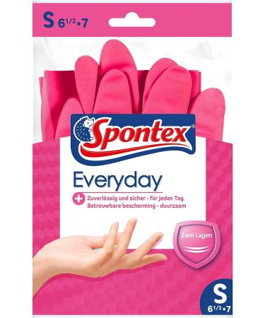 Spontex Everyday Household Gloves - Cotton Flocked Safe Grip Pink Size S - Perfect for Daily Use - 1 Pair - Buy Online on SooperMarket.com