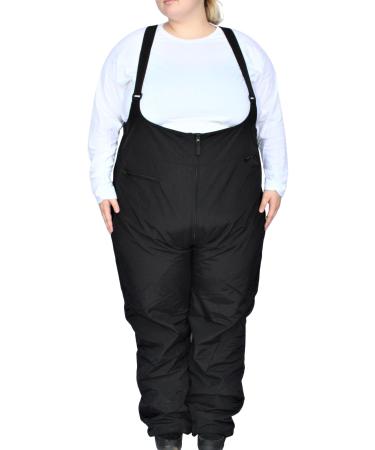 Snow Country Outerwear Women's Plus Size Snow Ski Bibs Overalls Pants 1X 214 Black