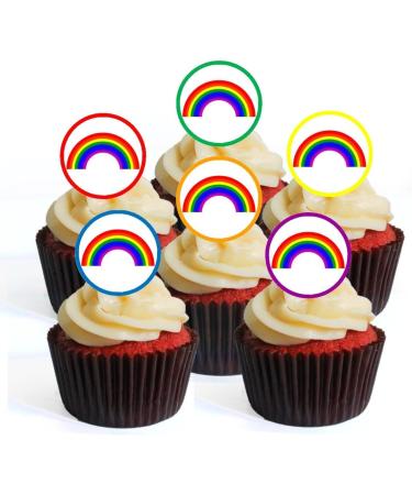 48 PRECUT Rainbow Cupcake Toppers 3cm Rainbow Edible Wafer Discs Premium Thickness SWEETENED VANILLA Wafer Card Mini Cupcake Decorations Stand Up/Lie Flat - Buy Online on SooperMarket.com