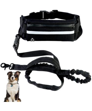 DKDDSSS Hands Free Dog Lead Dog Walking Belt Adjustable Waist Belt with Pouch Shock Absorbing Dual Handle Bungee Reflective Stitching for Running Jogging for Small to Medium Dogs