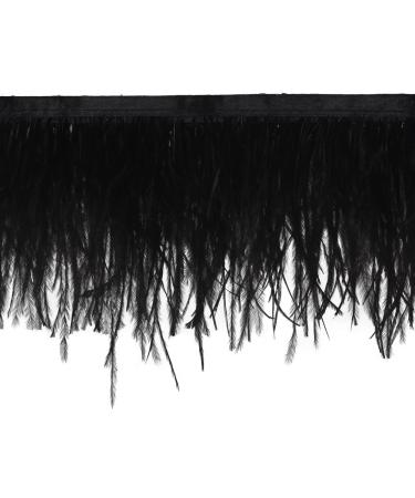 2 Yards Black Ostrich Feathers Fringe Trim Ribbon for Sewing & Crafts - 3-4 inch Width - Buy Online on SooperMarket.com