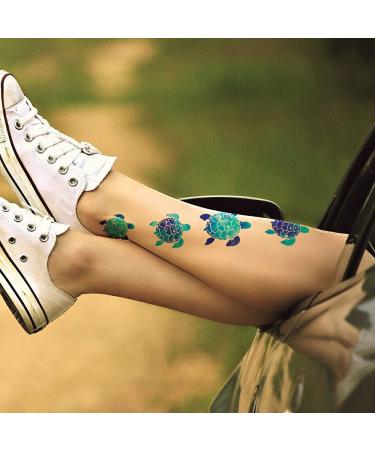 WIRESTER Temporary Tattoo Stickers - Set of 12 Sea Turtle Designs for Kids & Adults - Face, Hand, Neck, Wrist - Party Favor Body Art - 6 x 7.87 inch Tattoo Sheet (Blue, Pink, Purple, Green, Black) - Buy Online on SooperMarket.com