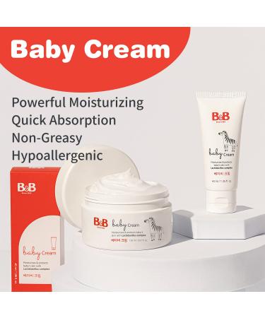 B&B Baby Cream - Intensive Moisturizing for Delicate Skin with Jojoba Oil & Shea Butter - Non-Greasy Dry Skin Moisturizer - Allergen-Free Citrus Scent - 5.07oz - Buy Online on SooperMarket.com