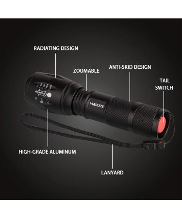 JARDLITE LED Emergency Handheld Flashlight 4 Pack - 5 Modes, Adjustable Focus, Water Resistant - Best Tactical Torch for Hurricane, Camping, Dog Walking - Buy Online on SooperMarket.com