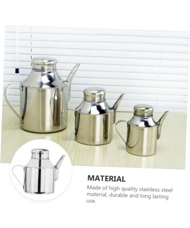 OUNONA 2pcs Sauce Pot Metal Oil Cruet Oil Pouring Bottle Mini Locker Oil Spout Oil Dispenser Bottle Metal Oil Bottle Pourer Vinegar Dispensing Cruets Condiment Liquid Kitchen Supplies 16X13X9.5CMx2pcs Silverx2pcs - Buy Online on SooperMarket.com