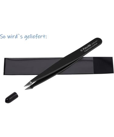Faude Combination Tweezers | Pointed & Eyebrow Tweezers for Splinters & Ingrown Hairs - Black - Buy Online on SooperMarket.com