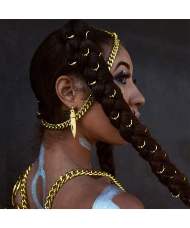 Gold African Deadlock Beads Jewelry Metal Loc Cuff Rings - Pack of 40 | Black Women's Cornrows Braid Hair Jewels - Buy Online on SooperMarket.com