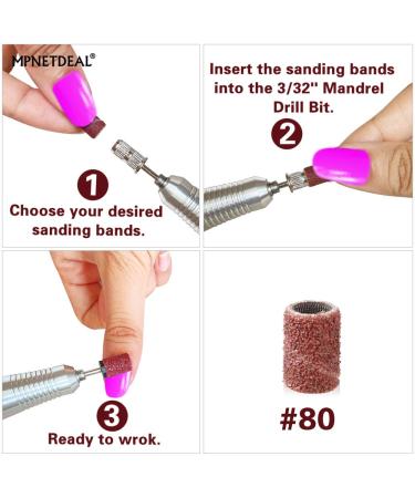 300pcs #80 Grit Sanding Bands for Acrylic Nails | Efile Nail Drill Bits Mandrel - Buy Online on SooperMarket.com