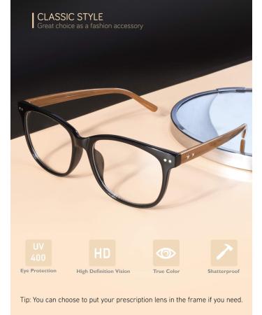 Shop GQUEEN Large Frame Horn Glasses - Stylish UV400 Fake Nerd Glasses for Men & Women - Black Brown - Buy Online on SooperMarket.com