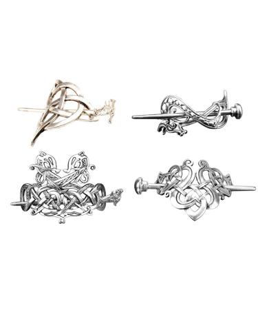 Toygogo 4x Norse Celtic Women Hair Accessories-Viking Hair Sticks Hairpin Viking Hair Slide Hairpins Men Clips Hair Jewellery Gifts Celtics Knot Hair Barrette