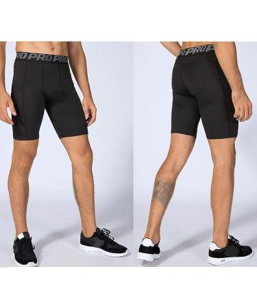 Mens Compression Running Shorts 3 Pack with Phone Pocket - Black - Large - Athletic Gym Yoga Cool Dry Workout Underwear - Set of 3 - Buy Online on SooperMarket.com