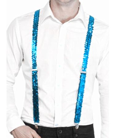 YUANZ Sequin Bow Tie & Suspenders Set - Y-Back Adjustable Unisex - Perfect for Cosplay & Parties (Blue) - Buy Online on SooperMarket.com