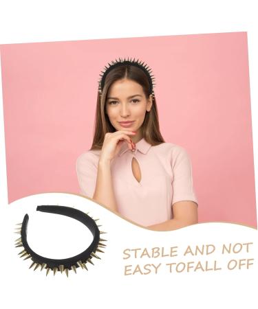 PLAFOPE Studded Black Headband Head Decoration Studded Head Band Punk Headband Punk Accessories Cosplay Headband No Slip Headband for Women Thin Headband Womens Headbands Studded Headband - Buy Online on SooperMarket.com