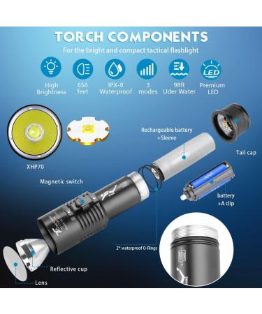6000 Lumens Rechargeable Diving Flashlight - Super Bright Submersible Torch for Underwater Exploration - Buy Online on SooperMarket.com