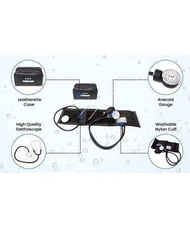 PRIMACARE Professional Classic Manual Blood Pressure Kit with Stethoscope - Adult Size, Emergency BP Monitoring Set in Portable Case - Black - Buy Online on SooperMarket.com